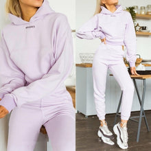 Cargar imagen en el visor de la galería, Crop Sudadera Top y Pantalones Largos Otoño Invierno Blanco Manga Larga