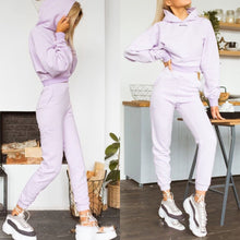 Cargar imagen en el visor de la galería, Crop Sudadera Top y Pantalones Largos Otoño Invierno Blanco Manga Larga