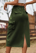 Cargar imagen en el visor de la galería, Falda vaquera Katiya Drawstring Waist Slit Denim Skirt