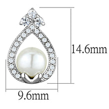Cargar imagen en el visor de la galería, Pendiente Rhodium Brass Earrings with Synthetic Pearl in White