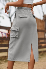 Cargar imagen en el visor de la galería, Falda vaquera Katiya Drawstring Waist Slit Denim Skirt