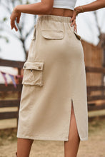 Cargar imagen en el visor de la galería, Falda vaquera Katiya Drawstring Waist Slit Denim Skirt