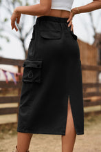 Cargar imagen en el visor de la galería, Falda vaquera Katiya Drawstring Waist Slit Denim Skirt
