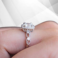 Cargar imagen en el visor de la galería, Anillo de compromiso nupcial con halo de diamantes de circonita cúbica grande de 2,88 quilates, blanco de 18 quilates