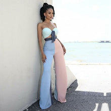 Cargar imagen en el visor de la galería, Traje de dos piezas Strapless Bow Crop Top And High Waist Wide Leg