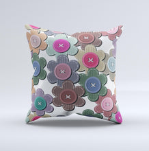 Cargar imagen en el visor de la galería, Cojín decorativo con botones de flores de vector rayado