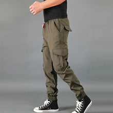 Cargar imagen en el visor de la galería, Pantalones Multi Bolsillo de Algodón Simple Sólido Cargo