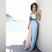 Cargar imagen en el visor de la galería, Traje de dos piezas Strapless Bow Crop Top And High Waist Wide Leg