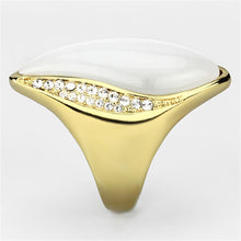 Cargar imagen en el visor de la galería, Anillo de latón dorado (chapado de iones) con ojo de gato sintético