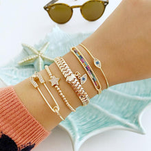 Cargar imagen en el visor de la galería, Pulsera de mal de ojo de oro, pulsera de puño, pulsera de cadena de mal de ojo