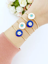 Cargar imagen en el visor de la galería, Pulsera de mal de ojo, pulsera redonda de mal de ojo, pulsera de mal de ojo blanco