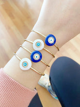 Cargar imagen en el visor de la galería, Pulsera de mal de ojo, pulsera redonda de mal de ojo, pulsera de mal de ojo blanco