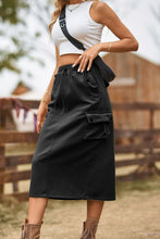 Cargar imagen en el visor de la galería, Falda vaquera Katiya Drawstring Waist Slit Denim Skirt
