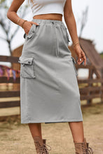 Cargar imagen en el visor de la galería, Falda vaquera Katiya Drawstring Waist Slit Denim Skirt
