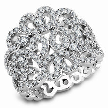 Cargar imagen en el visor de la galería, 3W1439 - Anillo de latón rodio con circonita de grado AAA en transparente
