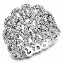 Cargar imagen en el visor de la galería, 3W1439 - Anillo de latón rodio con circonita de grado AAA en transparente
