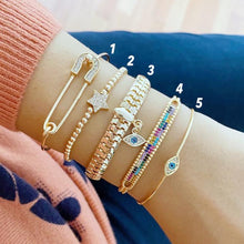 Cargar imagen en el visor de la galería, Pulsera de mal de ojo de oro, pulsera de puño, pulsera de cadena de mal de ojo
