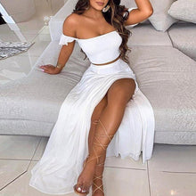 Cargar imagen en el visor de la galería, Elegante conjunto de dos piezas Vestido de fiesta sin espalda con estampado floral de verano
