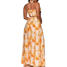 Cargar imagen en el visor de la galería, Elegante conjunto de dos piezas Vestido de fiesta sin espalda con estampado floral de verano
