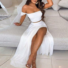Cargar imagen en el visor de la galería, Elegante conjunto de dos piezas Vestido de fiesta sin espalda con estampado floral de verano
