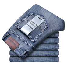 Cargar imagen en el visor de la galería, Pantalones Vaqueros Casual recto elástico clásico azul
