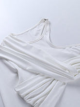 Cargar imagen en el visor de la galería, Body un hombro Body Top con lazo torcido y fruncido de manga larga
