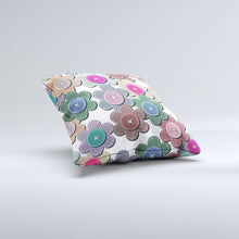 Cargar imagen en el visor de la galería, Cojín decorativo con botones de flores de vector rayado
