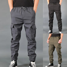 Cargar imagen en el visor de la galería, Pantalones Multi Bolsillo de Algodón Simple Sólido Cargo
