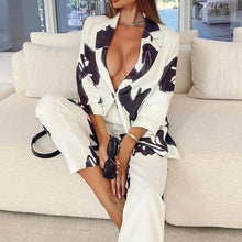 Cargar imagen en el visor de la galería, Conjunto de chaqueta y pantalón para mujer, chaqueta formal de dos piezas OL con un solo botón
