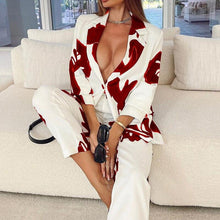 Cargar imagen en el visor de la galería, Conjunto de chaqueta y pantalón para mujer, chaqueta formal de dos piezas OL con un solo botón
