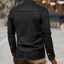 Cargar imagen en el visor de la galería, Camisa para hombre  Stand Collar Linen Shirt
