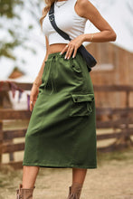Cargar imagen en el visor de la galería, Falda vaquera Katiya Drawstring Waist Slit Denim Skirt
