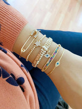 Cargar imagen en el visor de la galería, Pulsera de mal de ojo de oro, pulsera de puño, pulsera de cadena de mal de ojo

