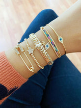 Cargar imagen en el visor de la galería, Pulsera de mal de ojo de oro, pulsera de puño, pulsera de cadena de mal de ojo
