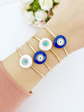 Cargar imagen en el visor de la galería, Pulsera de mal de ojo, pulsera redonda de mal de ojo, pulsera de mal de ojo blanco
