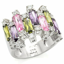 Cargar imagen en el visor de la galería, Anillo de cóctel Heba - Plata de ley 925 rodiada, circonita AAA, multicolor
