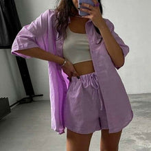 Cargar imagen en el visor de la galería, Pantalones cortos casuales y Camisa de manga corta 2 piezas
